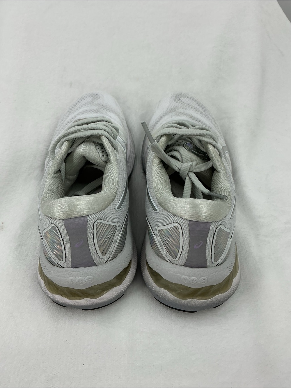 ASICS Light Gray and Lavender Mesh Running Shoes B 45 - Picture 4 of 7